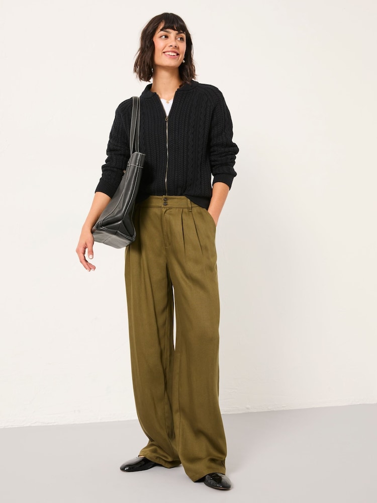 FatFace Ginger Olive Green Wide Leg Trousers - Image 2 of 6 FatFace Ginger Olive Green Wide Leg Trousers - Image 2 of 6