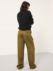 FatFace Ginger Olive Green Wide Leg Trousers - Image 3 of 6