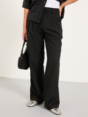 FatFace Juno Charcoal Grey Check Straight Leg Trousers - Image 1 of 6