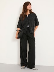 FatFace Juno Charcoal Grey Check Straight Leg Trousers - Image 5 of 6