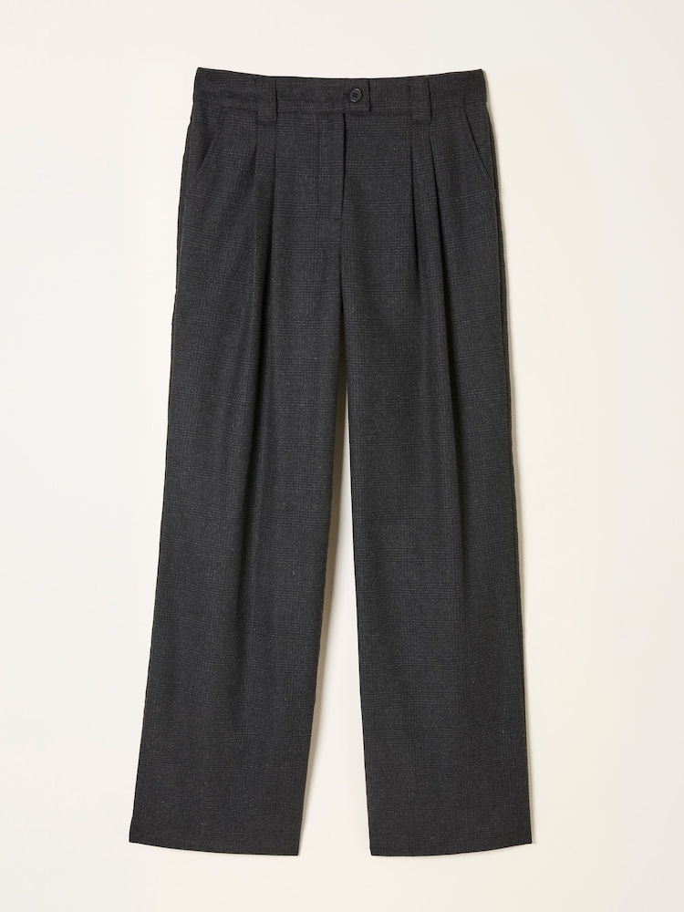 FatFace Juno Charcoal Grey Check Straight Leg Trousers - Image 6 of 6