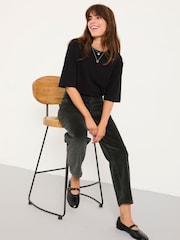 FatFace Willow Washed Black Cord Tapered Trouser - Image 4 of 6