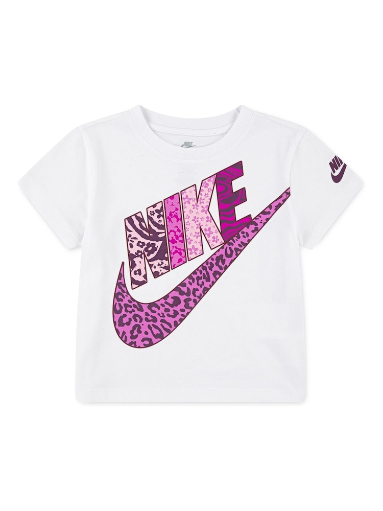 Nike White Little Kids Animal Print Futura T-Shirt - Image 1 of 4