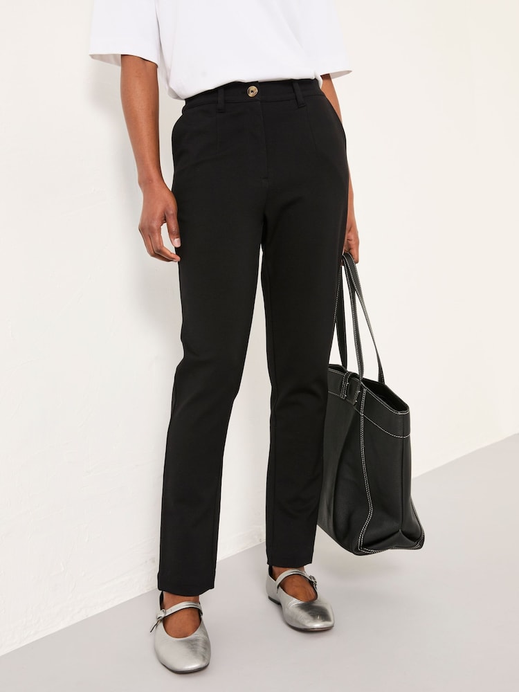 FatFace Grace Black Ponte Tapered Trouser - Image 1 of 5