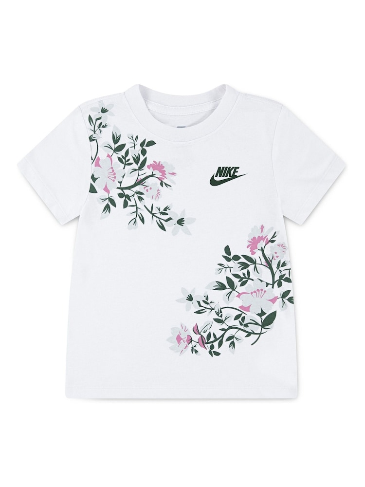 Nike White Little Kids Floral Printed T-Shirt - Image 1 of 5