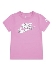 Nike Pink Little Kids Floral Futura Logo T-Shirt - Image 1 of 4
