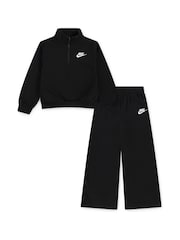 Nike Black Little Kids Club Half Zip and Wide Leg Joggers Tracksuit Set - Image 1 of 4