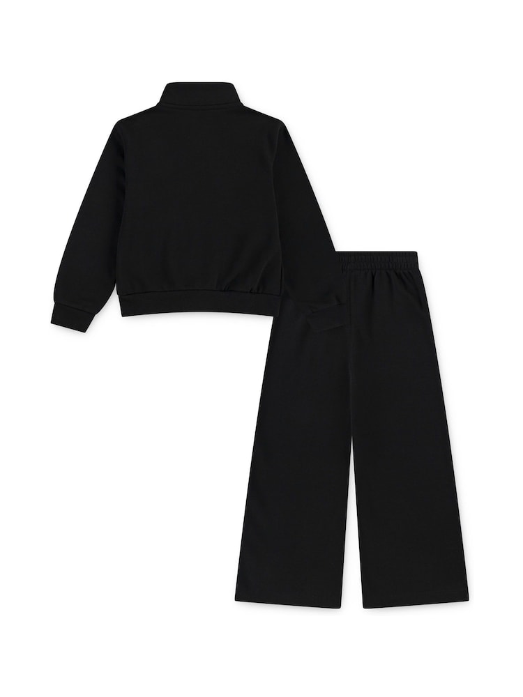 Nike Black Little Kids Club Half Zip and Wide Leg Joggers Tracksuit Set - Image 2 of 4