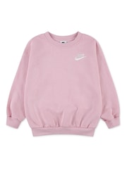 Nike Pink Little Kids Club Oversized Crew Sweatshirt - Image 1 of 3