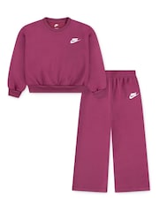 Nike Purple Little Kids Club Crew and Wide Leg Joggers Set - Image 1 of 4