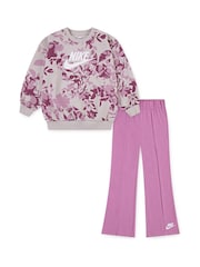 Nike Pink Little Kids Floral Crew Sweatshirt and Leggings Set - Image 1 of 4