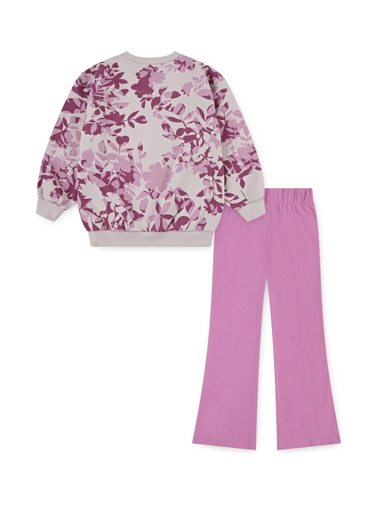 Nike Pink Little Kids Floral Crew Sweatshirt and Leggings Set - Image 2 of 4