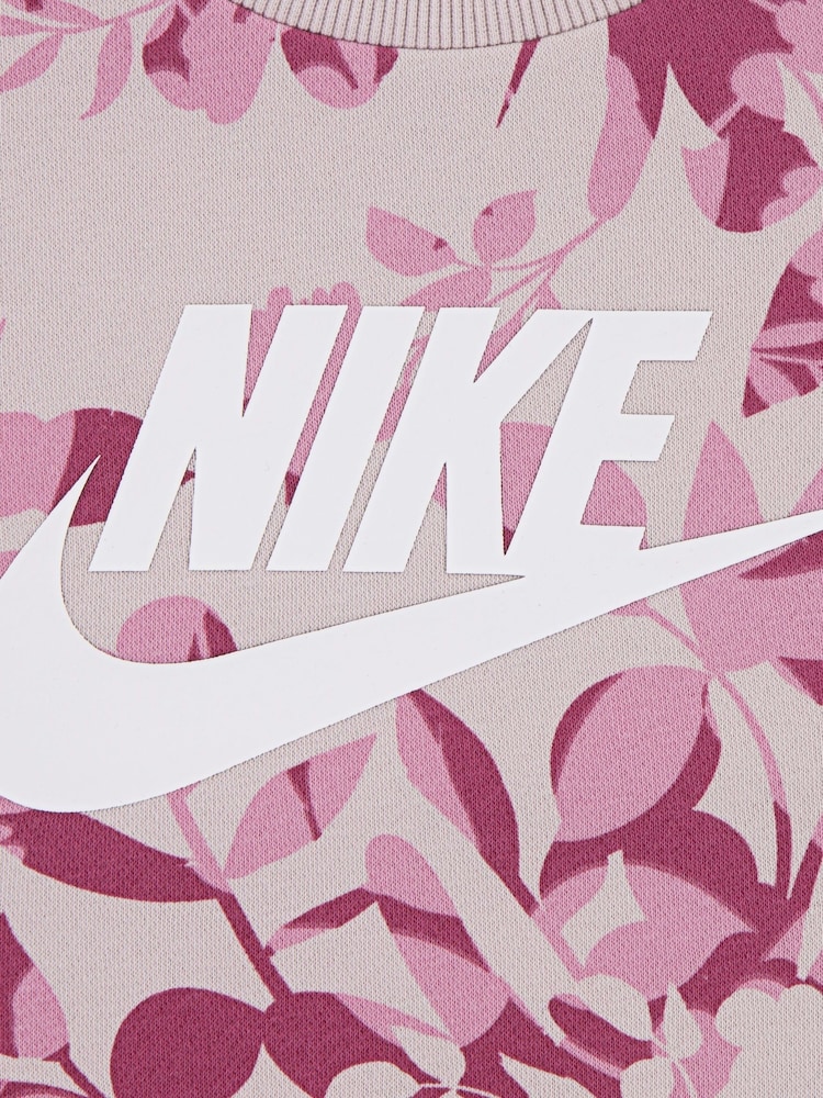 Nike Pink Little Kids Floral Crew Sweatshirt and Leggings Set - Image 4 of 4