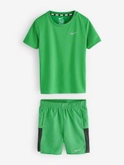 Nike Green Little Kids Miler T-Shirt and Challenger Shorts Set - Image 1 of 1