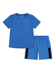 Nike Blue Little Kids Miler T-Shirt and Challenger Shorts Set - Image 1 of 5
