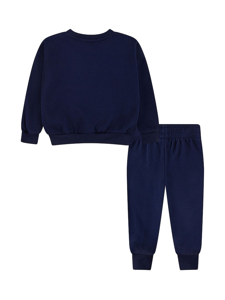 Nike Navy Little Kids Essential Marl Crew Tracksuit Set - Image 2 of 4 Nike Navy Little Kids Essential Marl Crew Tracksuit Set - Image 2 of 4