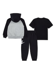 Nike Black Little Kids Zip Through Joggers and T-Shirts 3 Piece Set - Image 2 of 5