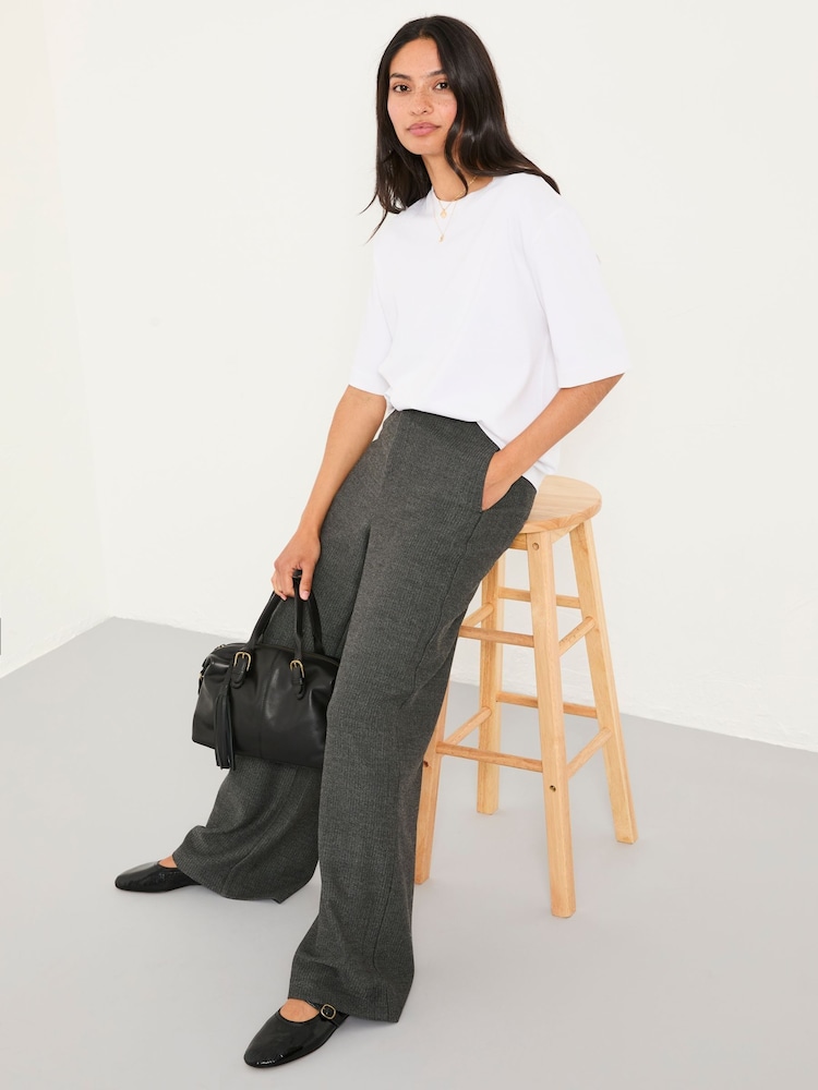FatFace Preseley Charcoal Grey Wide Leg Trousers - Image 1 of 5