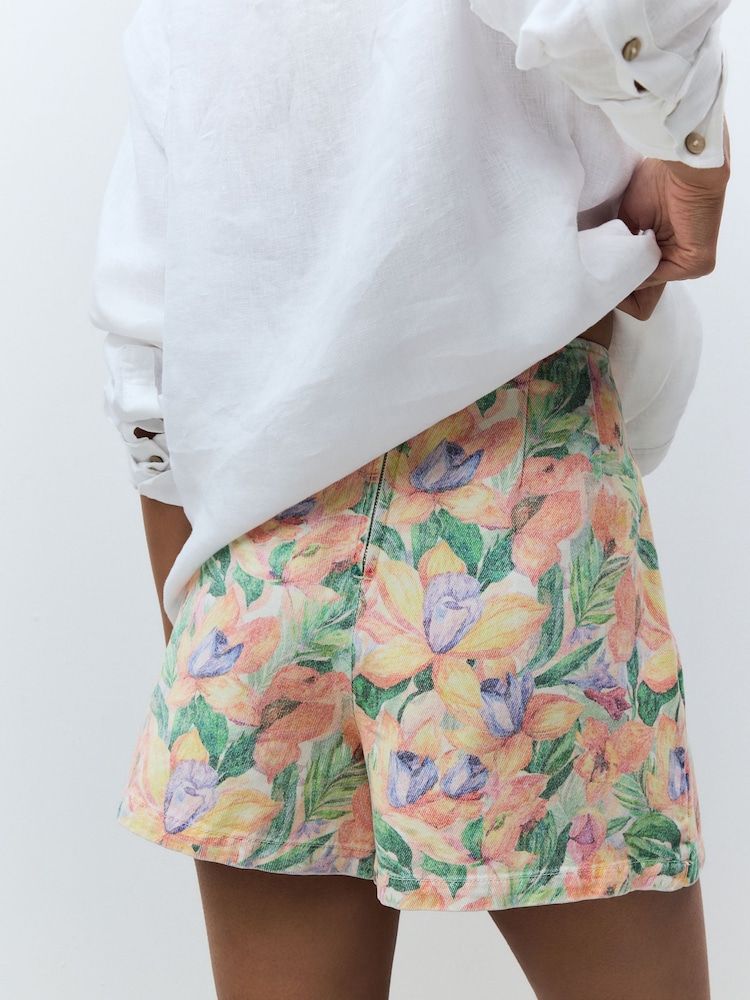 Tropisches Muster - Denim Wrap 100% Cotton Skort - Bild 3 von 3 Tropisches Muster - Denim Wrap 100% Cotton Skort - Bild 3 von 3