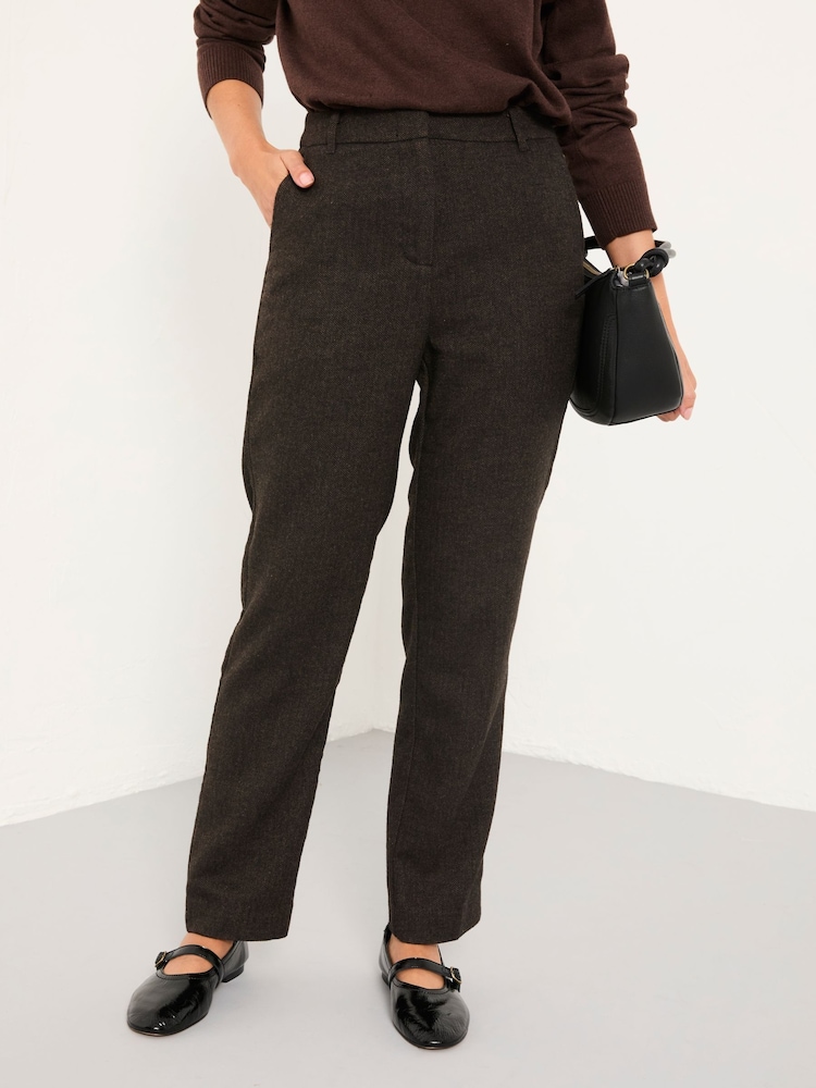 FatFace Tilly Chocolate Brown Herringbone Tapered Trousers - Image 1 of 6 FatFace Tilly Chocolate Brown Herringbone Tapered Trousers - Image 1 of 6
