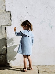 Light Blue Denim Embroidered Collar Dress (3mths-8yrs) - Image 3 of 8