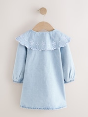 Light Blue Denim Embroidered Collar Dress (3mths-8yrs) - Image 6 of 8