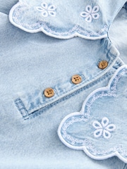 Light Blue Denim Embroidered Collar Dress (3mths-8yrs) - Image 7 of 8