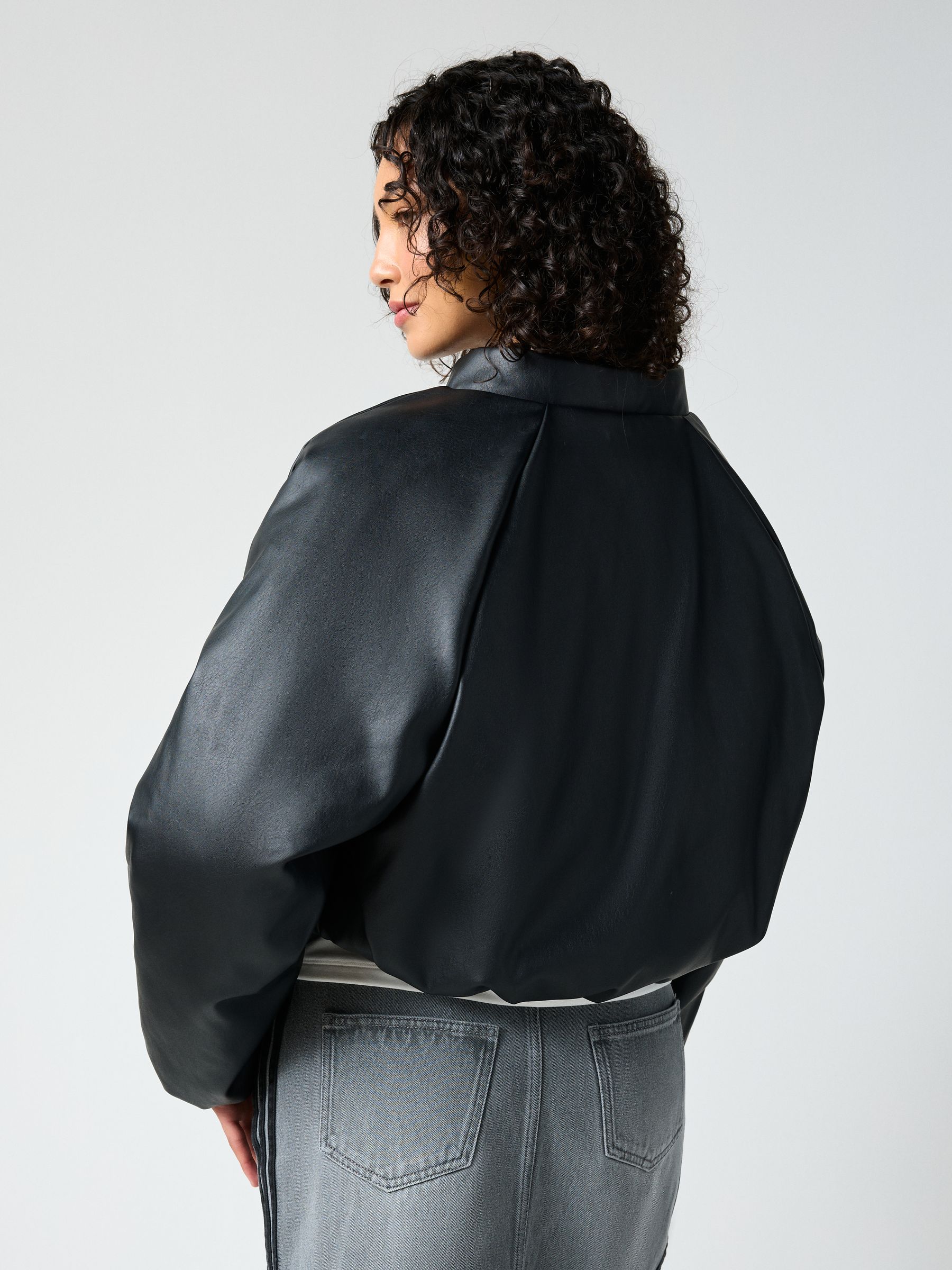 Buy adidas Originals Black Faux Leather Bomber Jacket from Next