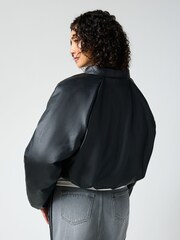 adidas Originals Black Faux Leather Bomber Jacket - Image 3 of 6