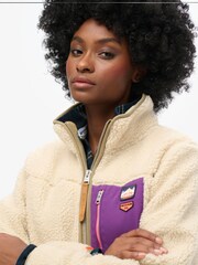 Superdry Cream Vintage Retro Half Zip Fleece Jumper - Image 3 of 3