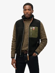 Superdry Black Vintage Retro Fleece Gilet - Image 1 of 2