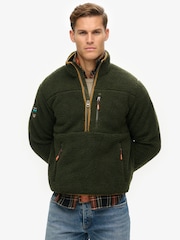 Verde - Bluză din fleece cu fermoar pe jumătate și croi pătrat Superdry Outdoor - Image 1 of 5