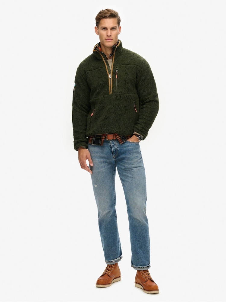 Verde - Bluză din fleece cu fermoar pe jumătate și croi pătrat Superdry Outdoor - Image 2 of 5
