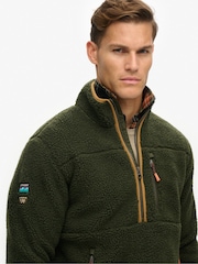 Verde - Bluză din fleece cu fermoar pe jumătate și croi pătrat Superdry Outdoor - Image 4 of 5