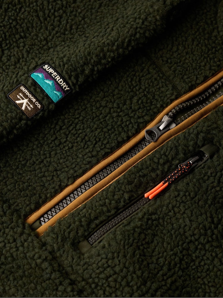 Verde - Bluză din fleece cu fermoar pe jumătate și croi pătrat Superdry Outdoor - Image 5 of 5