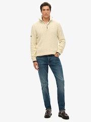 Superdry Cream Classic Cable Henley Sweatshirt - Image 3 of 5