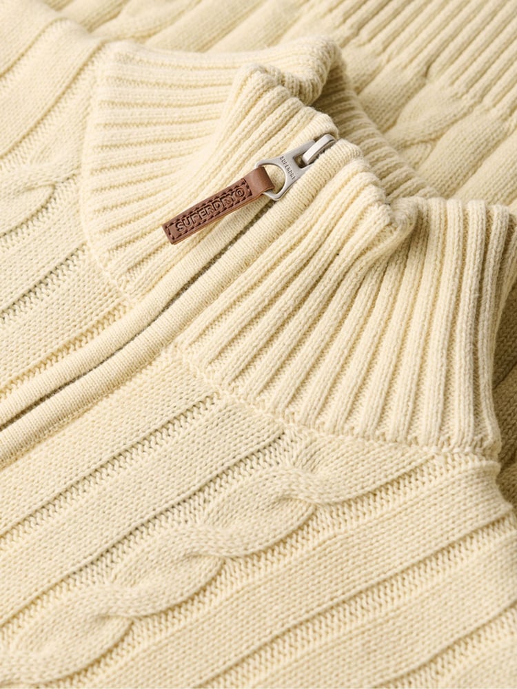 Superdry Cream Classic Cable Henley Sweatshirt - Image 5 of 5 Superdry Cream Classic Cable Henley Sweatshirt - Image 5 of 5