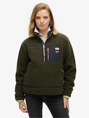 Superdry Green Vintage Retro Half Zip Fleece Jumper - Image 1 of 3