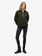 Superdry Green Vintage Retro Half Zip Fleece Jumper - Image 2 of 3