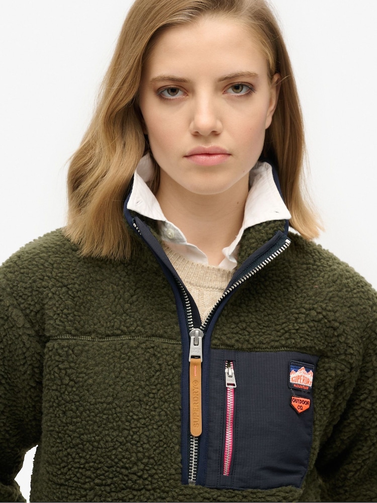 Superdry Green Vintage Retro Half Zip Fleece Jumper - Image 3 of 3