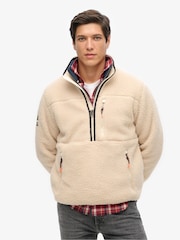 Superdry Cream Outdoor Half Zip Boxy Fleece - Image 1 of 3