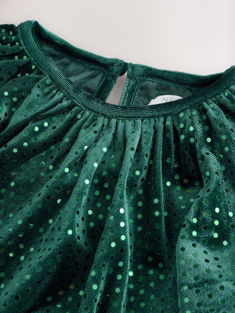 Buy Forest Green Sequin Velvet Party Dress (3mths-8yrs) from Next USA Buy Forest Green Sequin Velvet Party Dress (3mths-8yrs) from Next USA