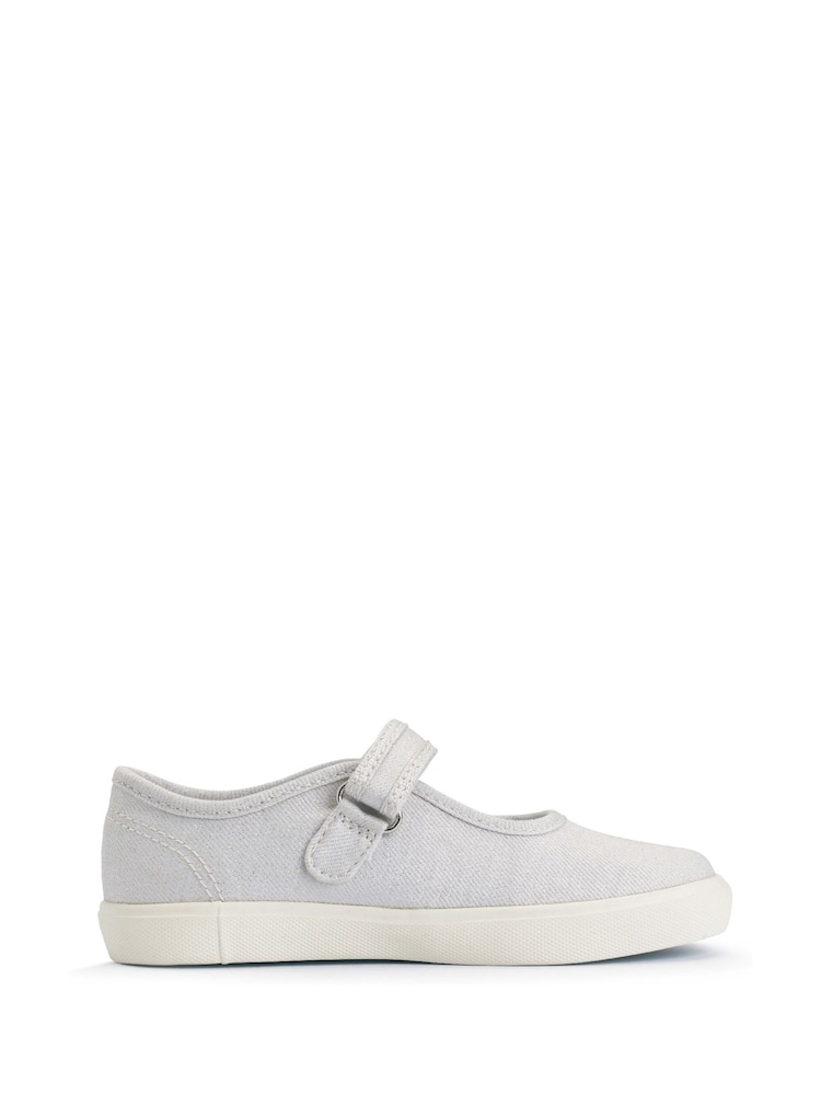 Start-Rite Lemonade Silver Glitter Mary Jane Canvas Shoes - Image 1 of 6