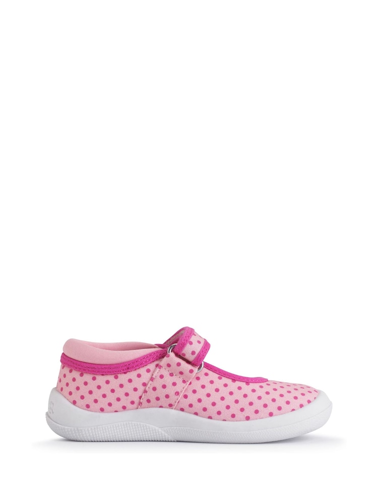 Start-Rite Wriggles Pink Spot Mary Jane Canvas Shoes - Image 2 of 6