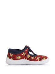 Start-Rite Wriggles Red Digger Print T-Bar Canvas Shoes - Image 1 of 6