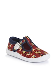 Start-Rite Wriggles Red Digger Print T-Bar Canvas Shoes - Image 3 of 6