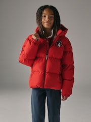 Superdry Red Sports Puffer Coat - Image 1 of 5