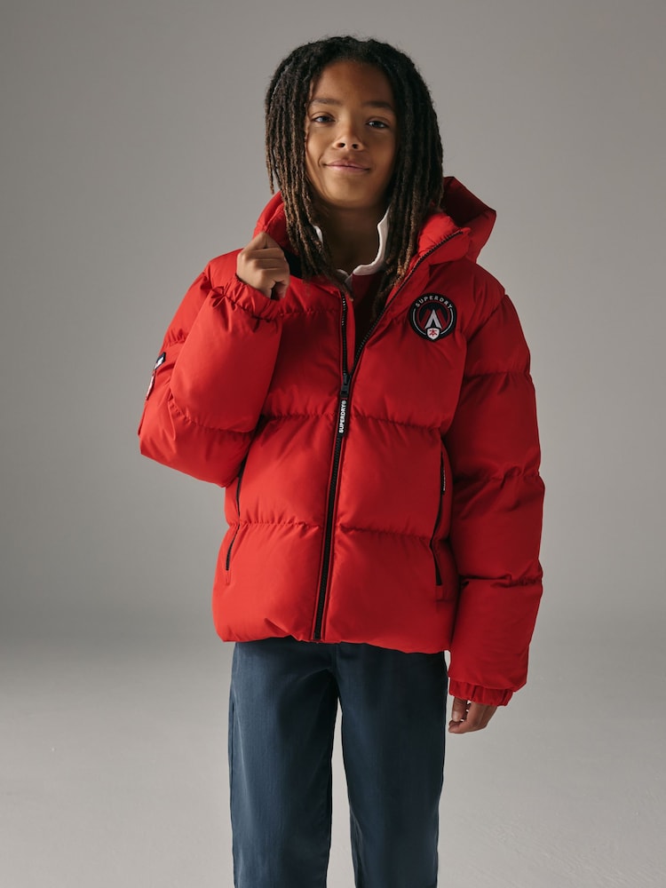 Superdry Red Sports Puffer Coat - Image 1 of 5