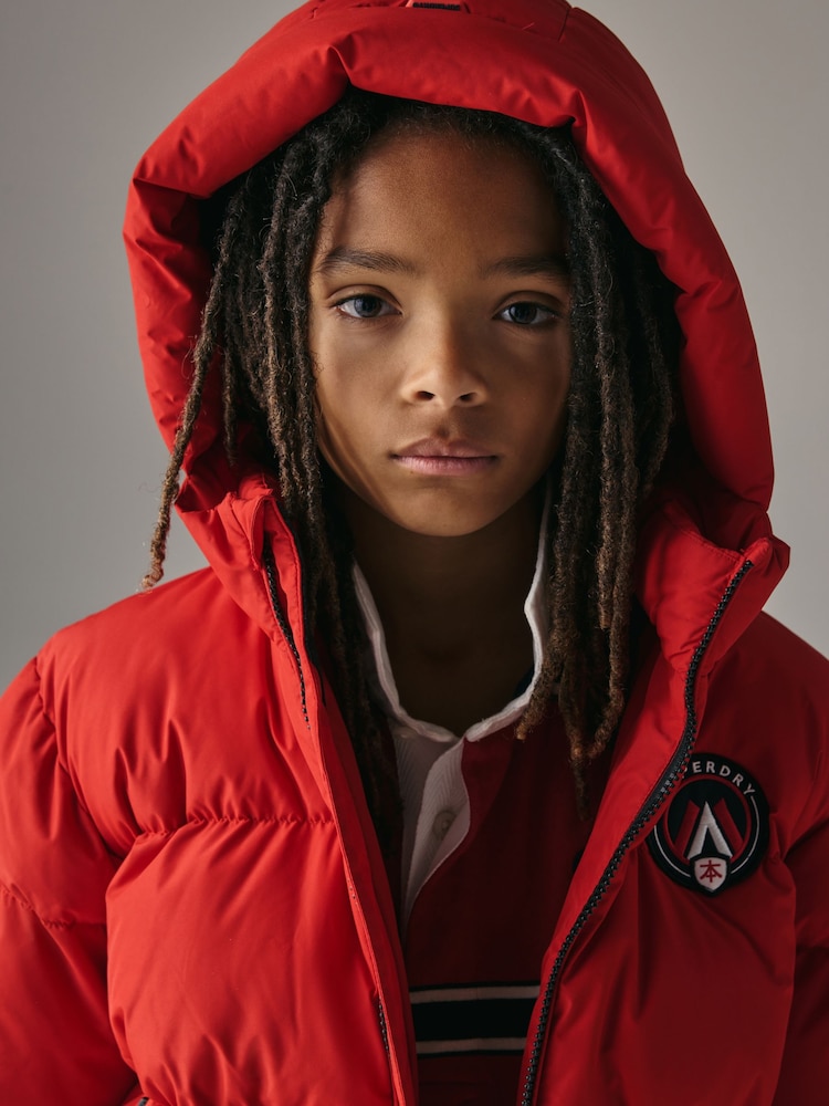 Superdry Red Sports Puffer Coat - Image 5 of 5