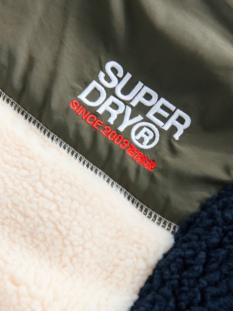 Superdry Navy Borg Zip Through Jacket - Image 14 of 14 Superdry Navy Borg Zip Through Jacket - Image 14 of 14